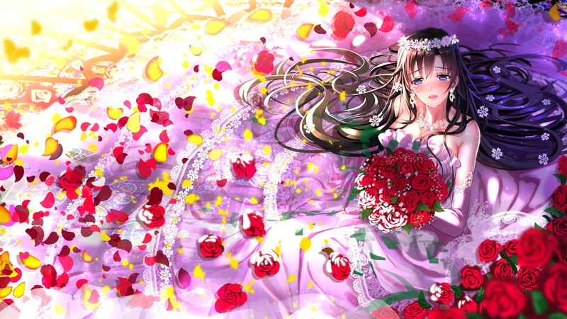 looking at camera, Swordsouls, rose, flower, flowering plant, wedding dress, beauty in nature, front view, adult, multi colored, Hiratsuka Shizuka, event