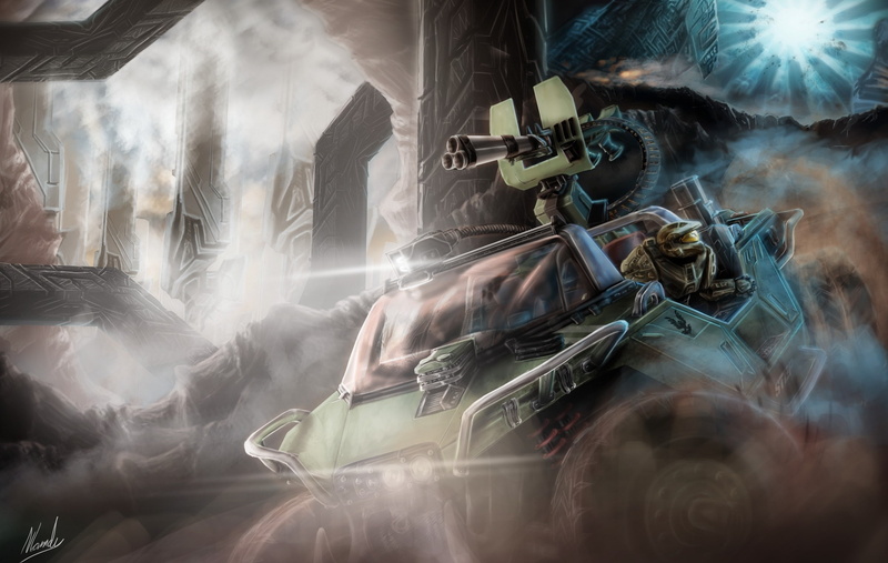 2K, Halo 4, Master Chief, Warthog, artwork, video games, Halo