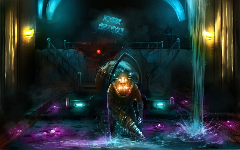 no people, 1080P, lighting equipment, city, glowing, digital composite, street light, mode of transportation, transportation, Bioshock, blurred motion