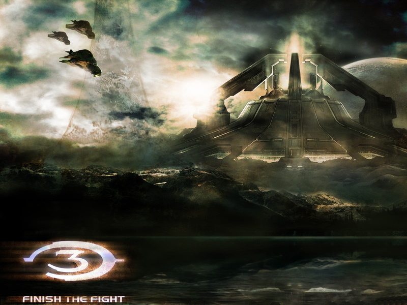 water, sky, no people, outdoors, Halo, bird, nature, architecture, sea, digital composite, textured effect, night, reflection, science fiction, building exterior