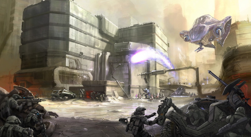 Games, architecture, land vehicle, 1080P, illuminated, day, metal industry, real people, industry, Halo, ODST, digital, outdoors, building exterior