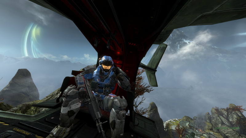 Halo Reach, 4K, Spartan III, clouds, video games, horizon, flying, military, UH-114 Falcon, in-game, PC gaming, Planet Reach, screen shot, armor, Carter-A259
