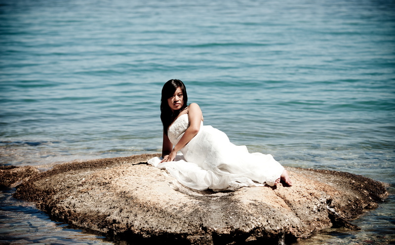 island, rock - object, young adult, Girls, mermaid, women, dress, real people, Florida, Miami, leisure activity, young women, one person, Virginia Key