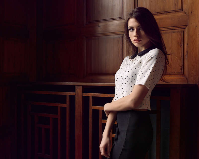 women, 1080P, face, blue eyes, Jack Høier, juicy lips, Svetlana Grabenko, polka dots, brunette, portrait
