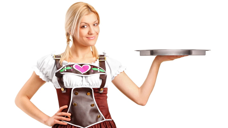 white background, food And Drink, indoors, cheerful, studio shot, girl, stereotypical Housewife, steel, dinner, s, one Person, happiness, service, beauty