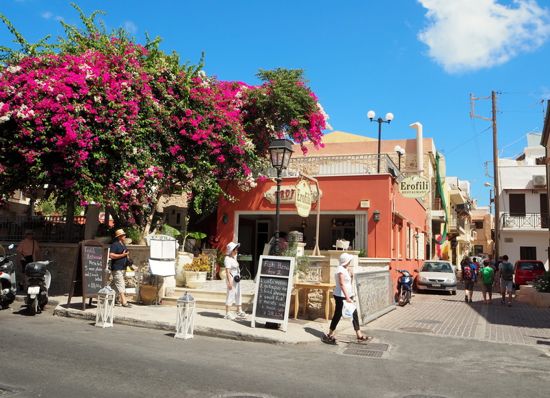 crete, bougainvillea, real people, 4K, holidays, day, sky, people, outdoors, plant, nature, built structure, full length, rethymnon, flowers, mediterranean