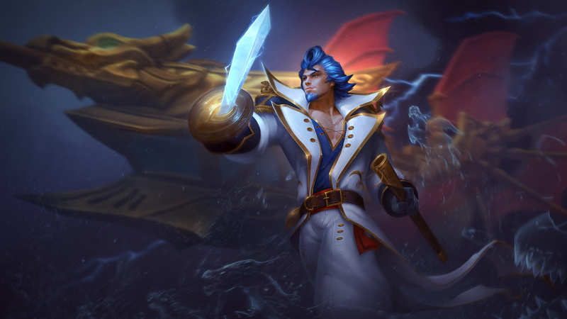 Warrior, 1080P, Spirit, Blue Hair, Ao Kuang (Smite), Video Game, Sword, Smite