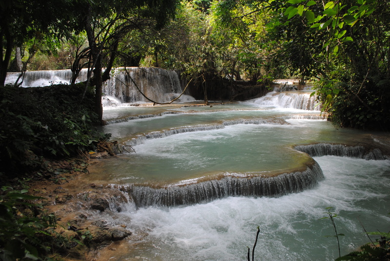 scenics - nature, tree, falling water, blurred motion, outdoors, long exposure, kouangxi water fall, no people, river, 4K, beauty in nature, rainforest