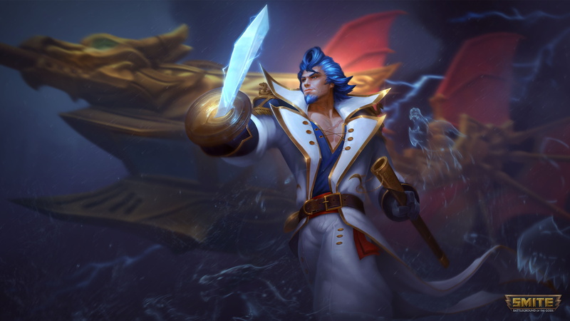 Spirit, Sword, Video Game, Ao Kuang (Smite), Warrior, Blue Hair, 4K, Smite