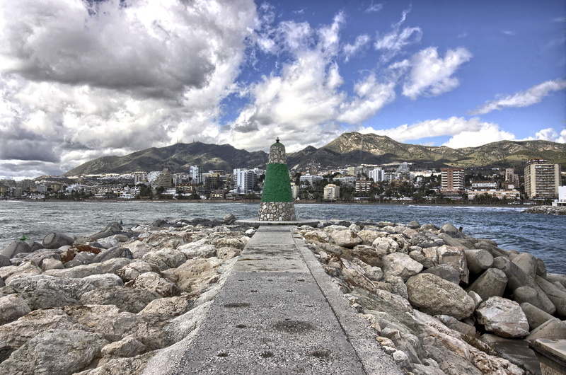 benalmádena, architecture, 5K, scenics - nature, rock - object, sky, no people, built structure, water, costa del sol, costa, rock, mountain range, nature