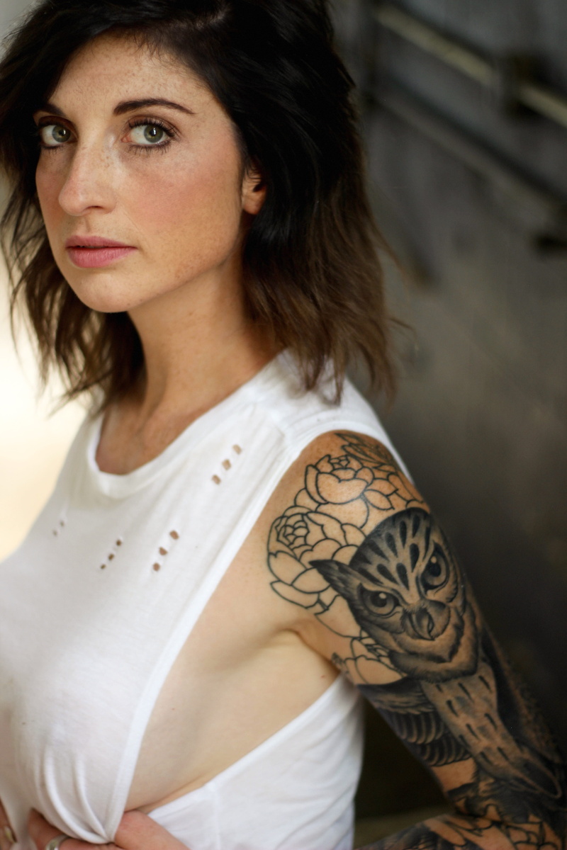women, indoors, hairstyle, front view, hair, united states, young women, tat, owl, boudoir, abandoned, adult, tattoo, beauty, focus on foreground, factory