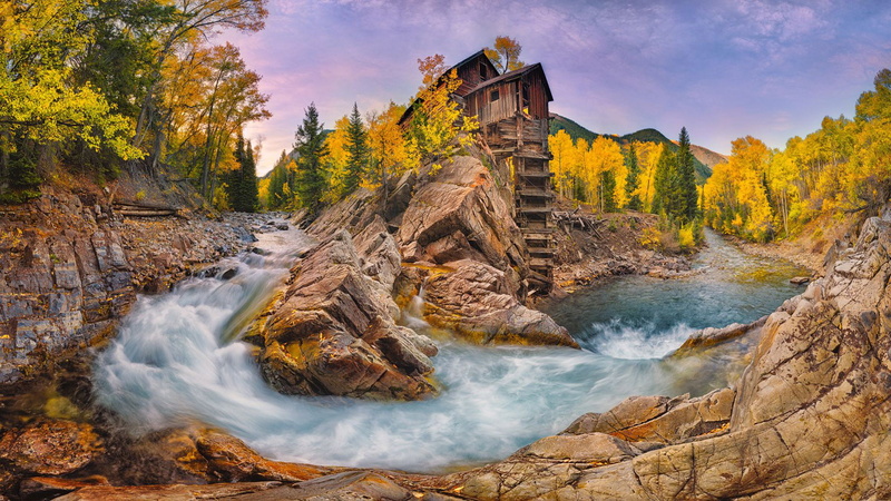 crystal, autumn, usa, river, mill, hd, landscape, colorado, 1080P