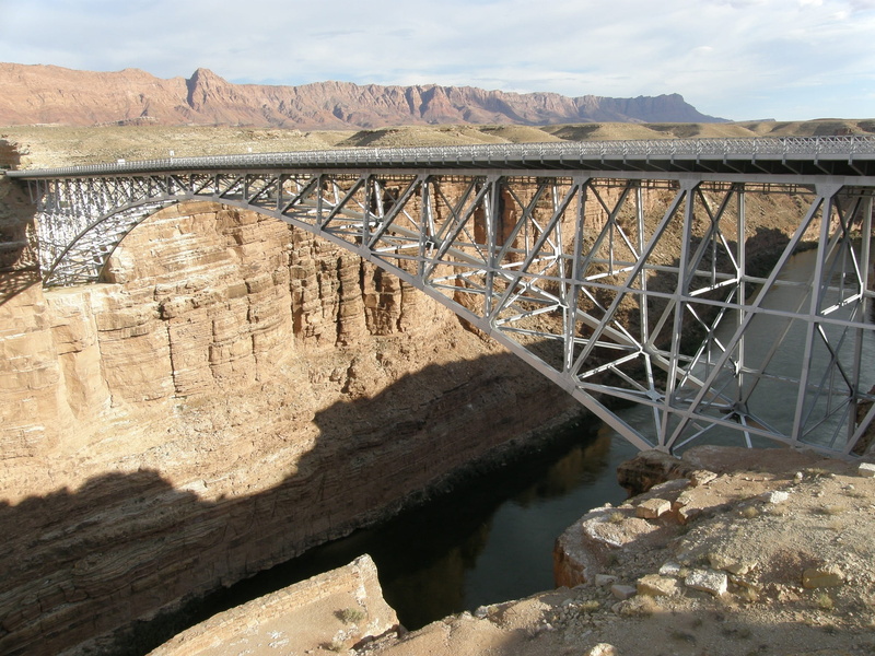 steel, connection, built structure, usa, arizona, gray, arch bridge, formation, daytime, river, architecture, rock, rock - object, navajo bridge, southwest