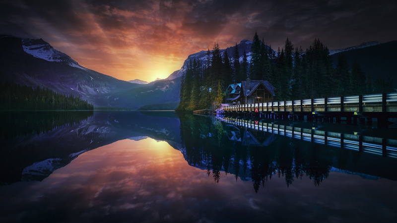 scenics - nature, nature, forest, tranquil scene, mountain range, no people, idyllic, cloud - sky, architecture, mountain, castle, beauty in nature, pier