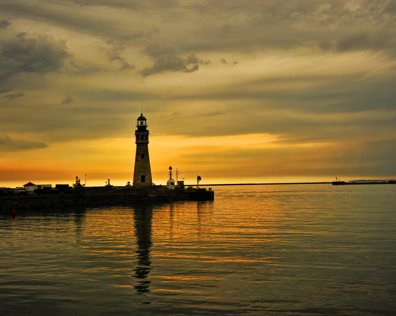 famous Place, landscape, travel, lighthouse, sky, tower, beauty in nature, reflection, architecture, water, sunset, harbor, lake erie, outdoors, dusk, coastline