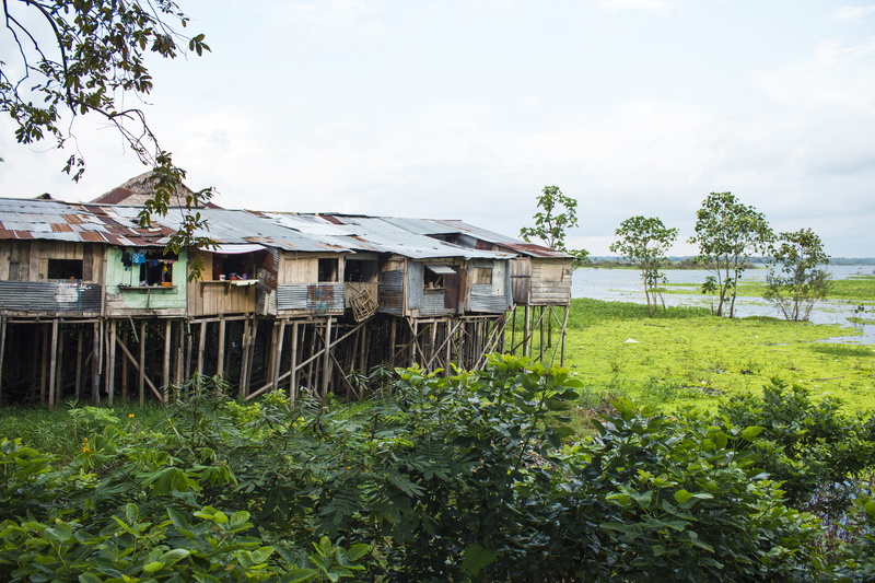 poverty, river, green color, iquitos, wood - material, residential district, building exterior, built structure, land, 5K, house, riverpeople, cloud - sky