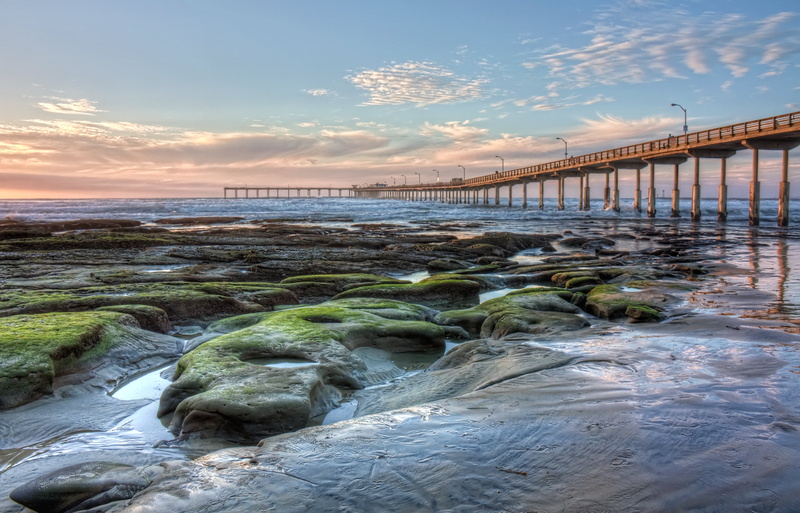 bridge - Man Made Structure, ocean water, sea, ocean, Ocean  Water, Pier, Rocks, water, steel, beach, brown, bridge, Ocean Beach, Sand, Flickr, Sunset