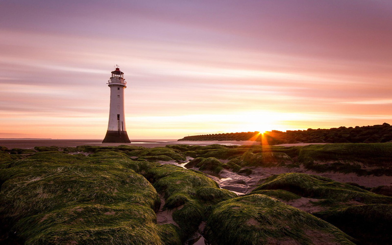 ocean, 1920x1200, mossy, lighthouse, white, moss, shore, black, cloud, beaches, 1080P