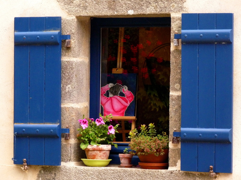 nature, ornament, window, cultures, masonry, mood, blue, house facade, wood - Material, flower, home, atmosphere, outdoors, building, flower pot, modern architecture