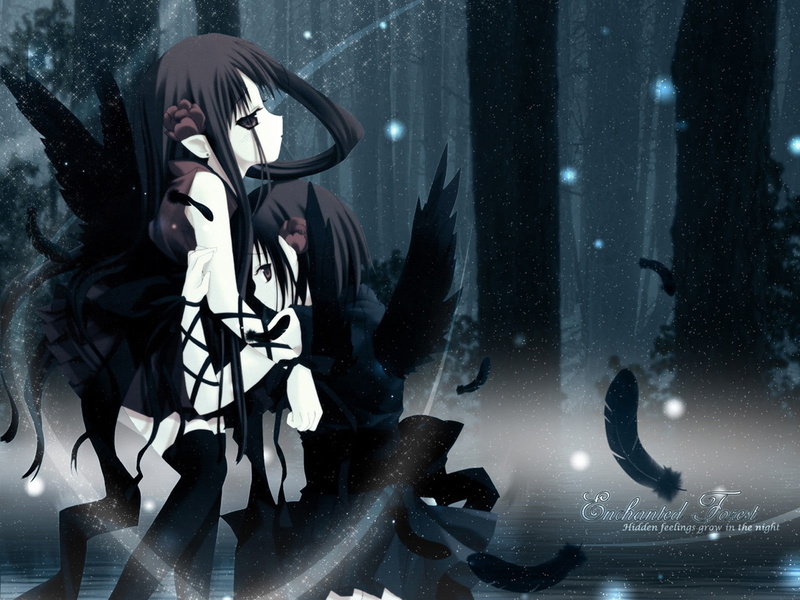 yuri, girls, anime, manga, devil, forests, women, wood, lost, angels, 720P, demons, evil