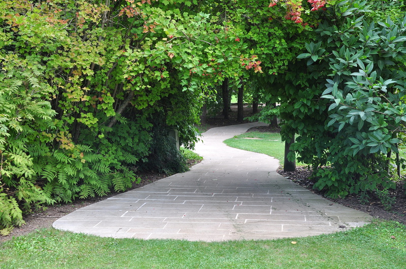garden path, green, park, pavement, ornamental garden, day, foliage, bush, 4K, paving, path, growth, outdoors, tree, an ornamental garden, Garden, plant