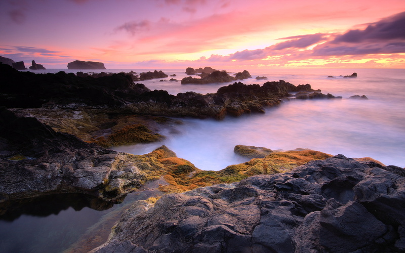 water, nature, clouds, sunset, ocean, azores, islands, 2K