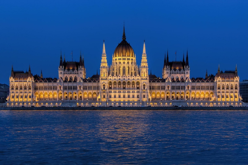 distance, body, sky, outdoors, illuminated, water, no people, white, budapest, city, lights, building, danube, parliament Building, famous Place, building exterior