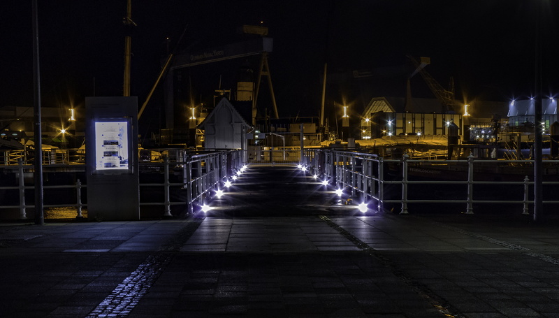 evening, outdoors, seestrasse, water, hdw crane, bootssteeg, romantic, nature, lights, glowing, light, illuminated, city, port, 4K, lighting, reflection