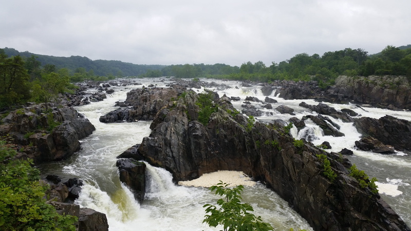 landscape, tree, flowing, nature, outdoors, potomac river, fall, park, waterfall, rock - object, us, flowing water, cloud - sky, virginia, water, united