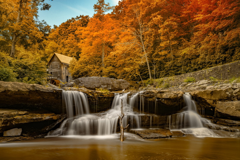 rivers, park, usa, 2K, virginia, grist, nature, creek, babcock, mill, west, state, autumn, glade, waterfalls