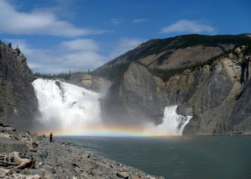 nature, no people, cloud - sky, public domain, rainbow, flowing water, landscapes, rock, water, falls, nahanni, travel destinations, splashing, beauty in nature