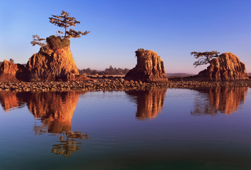 Canon  EOS  5DS  R, blue, tree, Sunset, nature, 4L, Oregon  Coast, USM, Images, Siletz  Bay, water, rock - Object, 8K, Landscape  Photography, green tree