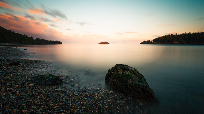 sea, Pacific Northwest, summer, morning, 1000x, 5K, beach, scenics, 35mm, sky, rock, 4L, dusk, white, outdoors, shore, long exposure, landscape, gray