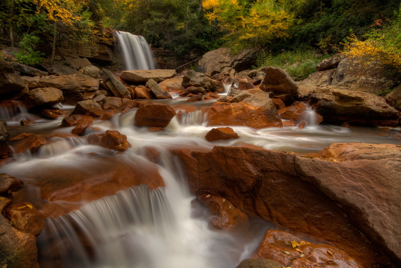 4K, Blackwater River, waterfall, the river Blackwater, West Virginia, river, falls Douglas, Douglas Falls, stones, autumn