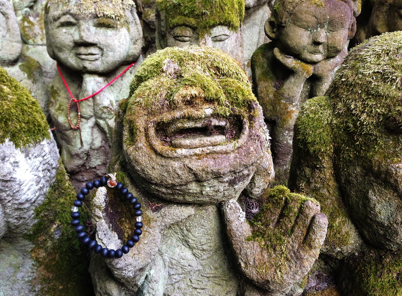 old, male likeness, buddha, kyoto, solid, laughing buddha, laughing, explore, moss, sculpture, arashiyama, rock - object, belief, statue, travel, happy