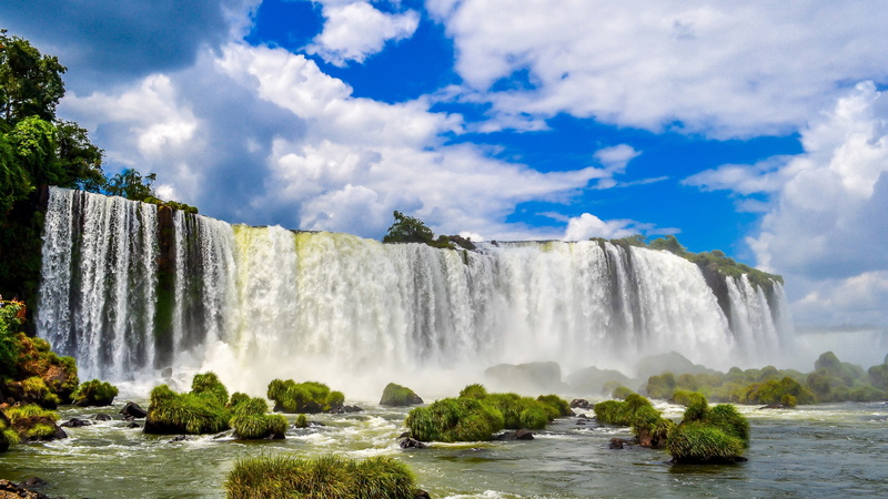 sky, motion, day, waterfall, spraying, beauty in nature, nature, tree, flowing water, water, tourism, travel, flowing, outdoors, travel destinations, latest new  nature scene 3840x2160