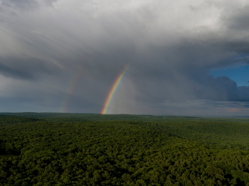 landscape, day, idyllic, cloud - sky, tranquility, rainbow, beauty in nature, upstate new york, 4K, field, non-urban scene, plant, no people, double rainbow