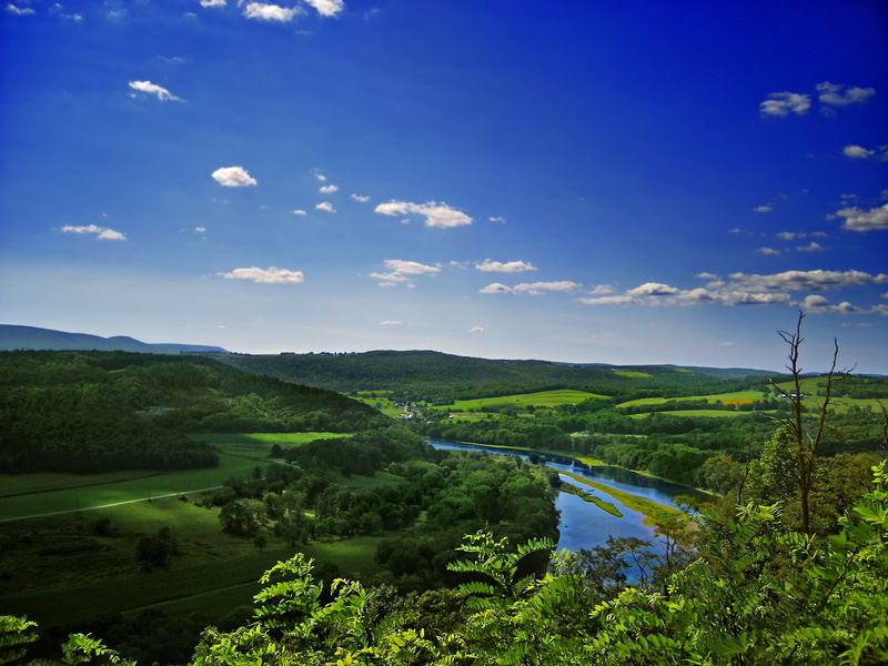 rural, creative commons, green, Susquehanna River, lake, outdoors, green Color, river, US Route 6, cumulus, water, aerial, clouds, grass, hill, sky, Aerial photo