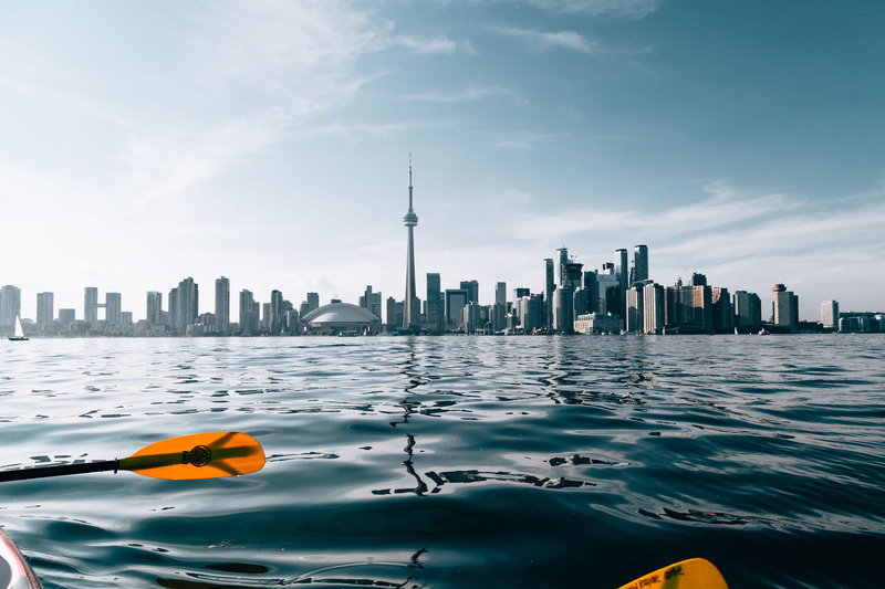 Nature and Landscapes, landscape, spire, built structure, photo, building exterior, 4K, tower, modern, sky, Adventure, Skyline, cityscape, paddling, financial district