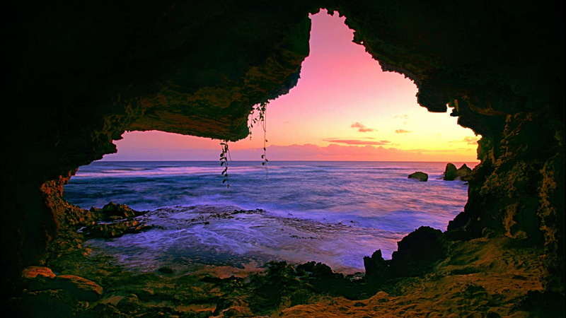 cave, sunsets, caves, 1080P, water, hawallan, sea, 3d and abstract, nature