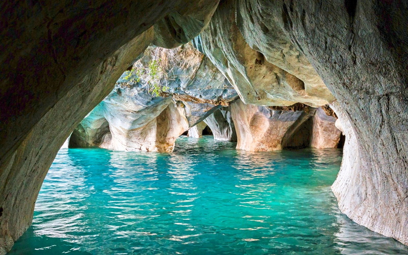 nature, turquoise, water, cathedral, landscape, marble, erosion, cave, lake, Chile, 1080P