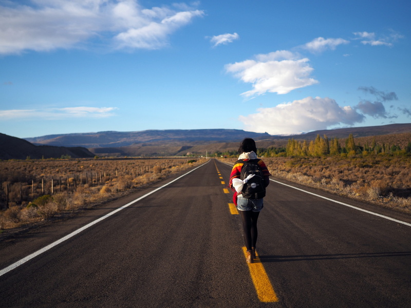 transportation, road, emptyness, the way forward, girl, full length, diminishing perspective, chile chico, real people, sky, beauty in nature, straight