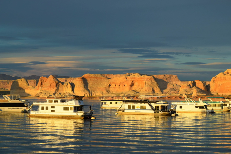 mode of transportation, nature, nautical vessel, transportation, waterfront, built structure, no people, page, lake powell, yacht, tranquil scene, view into land