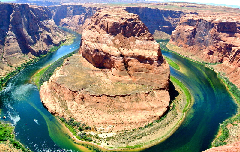 no people, page, canyon, tranquility, usa, rock formation, high angle view, solid, day, travel destinations, rock, horshoe bend, 4K, united states, power in nature