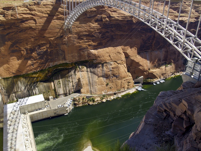 tourism, solid, power plant, architecture, page, river, construction, nature, rock - object, connection, water, built structure, travel, arizona, arch bridge