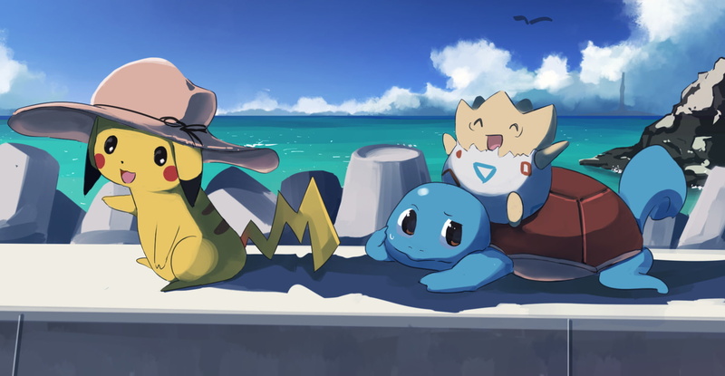 Squirtle (Pokémon), Sea, Togepi (Pokémon), Pokémon, Sky, 1080P, Pikachu
