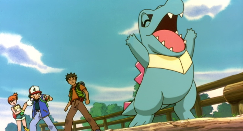 water, real people, outdoors, Togepi (Pokémon), art and craft, creativity, men, Pokémon, low angle view, sunlight, day, Brock (Pokémon), Totodile (Pokémon)