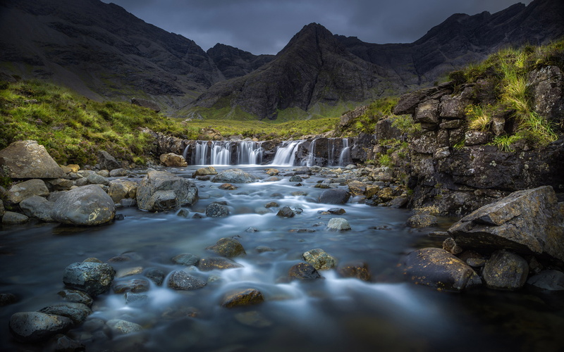 stream - flowing water, iceland, rock - object, water, hd, environment, outdoors, skaftafell, waterfall, vatnaj, motion, solid, landscape, flowing water