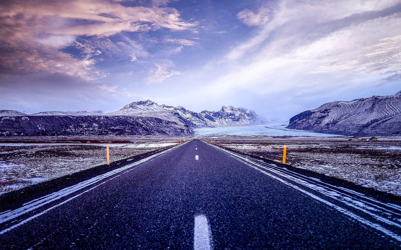 skaftafell, sign, no people, road, beauty in nature, 2K, diminishing perspective, surface level, direction, scenics - nature, cloud - sky, nature