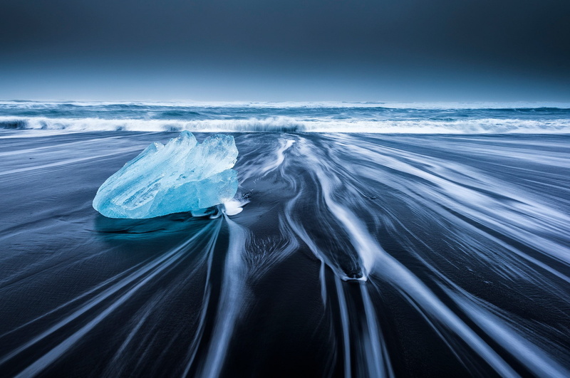 ice, 1080P, glacier, glacier lagoon Seculsion, lagoon, beach, body, blue, Iceland, water, waves, seculsion